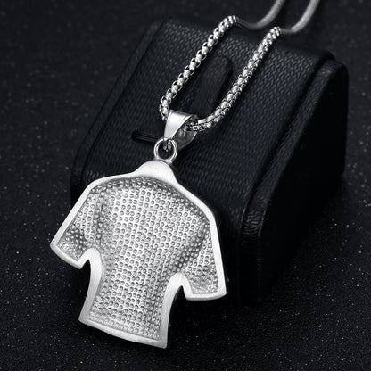 Titanium Steel Gold-plated Diamond Studded Football Pendant