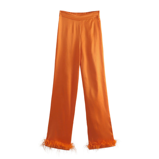 S.W. Women's orange feathered straight pants