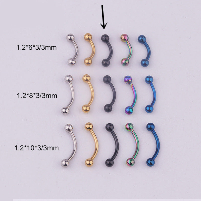 a set of six different colored nose rings