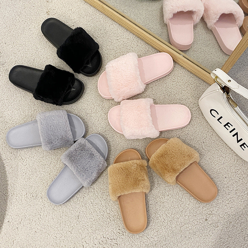 Slides Flat Bottom Fluffy Slippers Wholesale