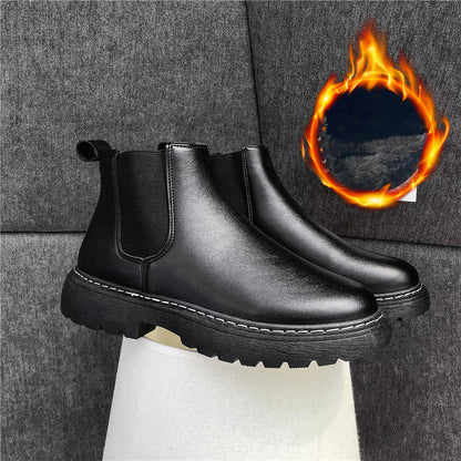 British Style Set Foot Leather Boots