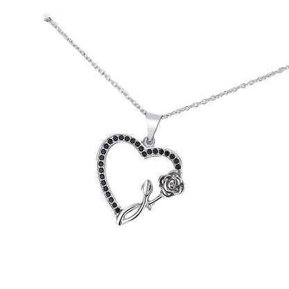 Necklace Black And White Fully Jeweled Loving Heart Pendant With Diamonds