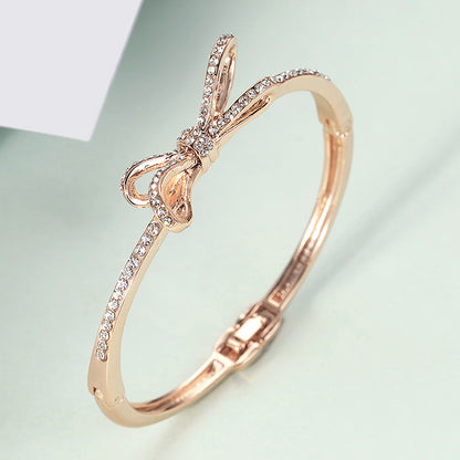 Women's Bracelets, Diamonds, Bows, Rose Gold Alloy Bracelets