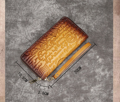 S.B. Cowhide Embossed Vintage Clutch Women's Wallet