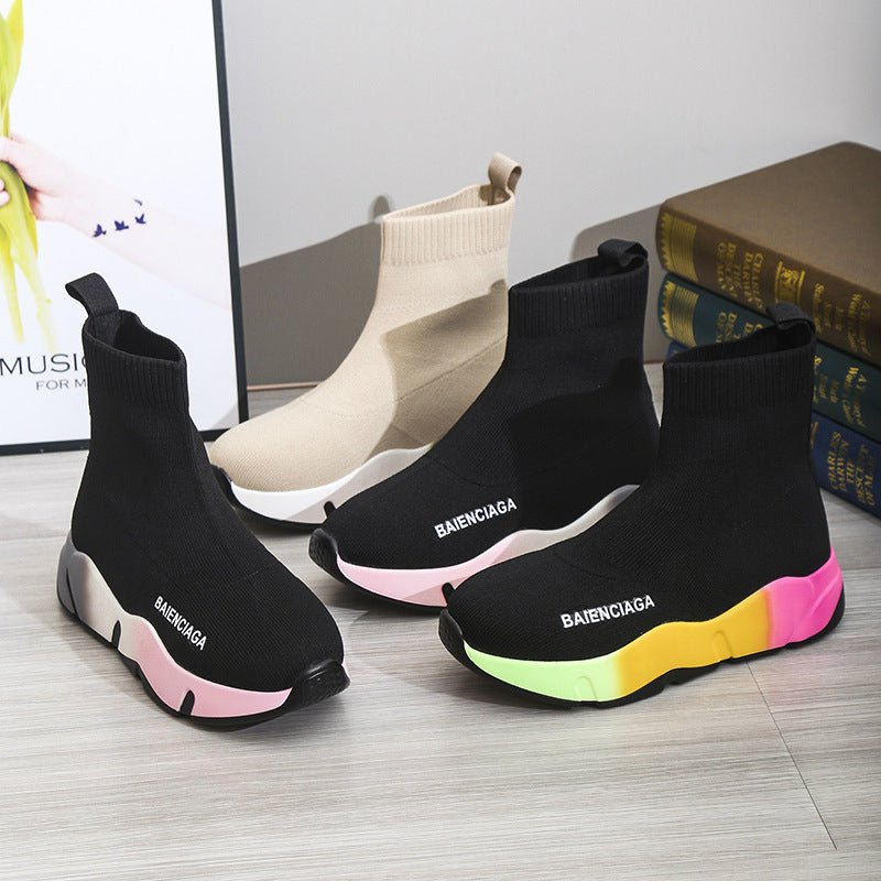 Black Sock Boots For Women Platform Shoes