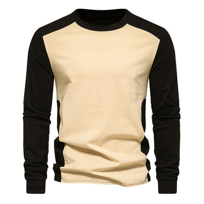 S.M. 2 Tone Round Neck Sleeve Men's Long Sleeve T-shirt