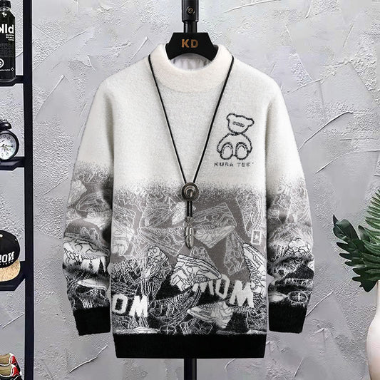 S.M.  Hip Hop Crew Neck Sweater Mens