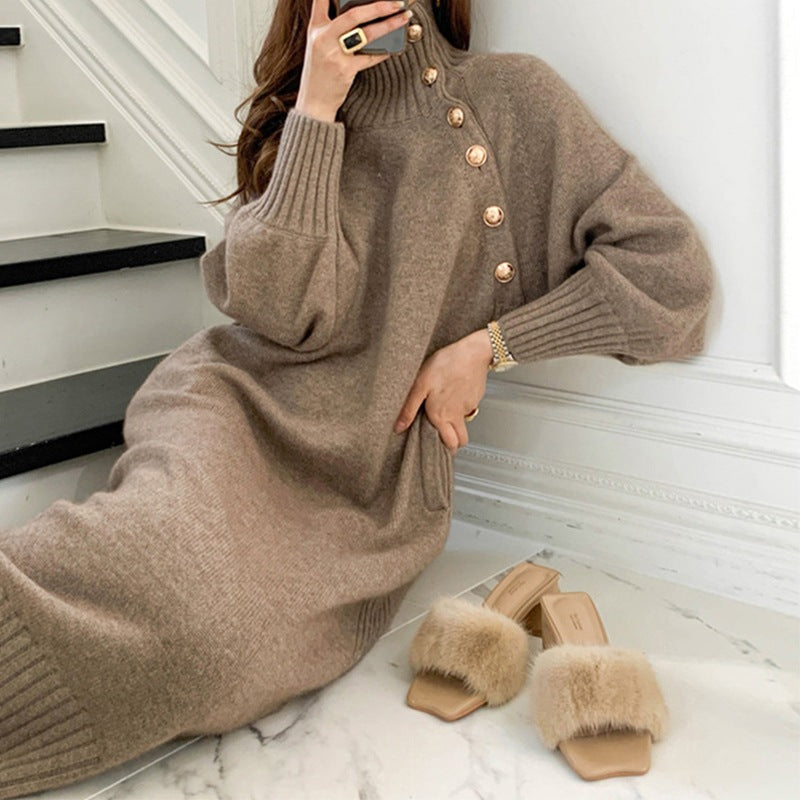 S.W. New French style with coat under sweater long over the knee knit dress