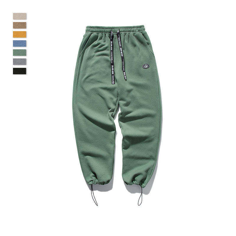 Men's SOLID COLOR Drawstring  stretch sweatpants S.M.