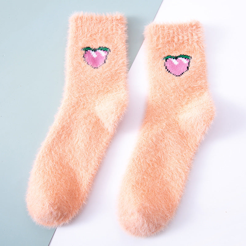 Color imitation mink velvet tube socks