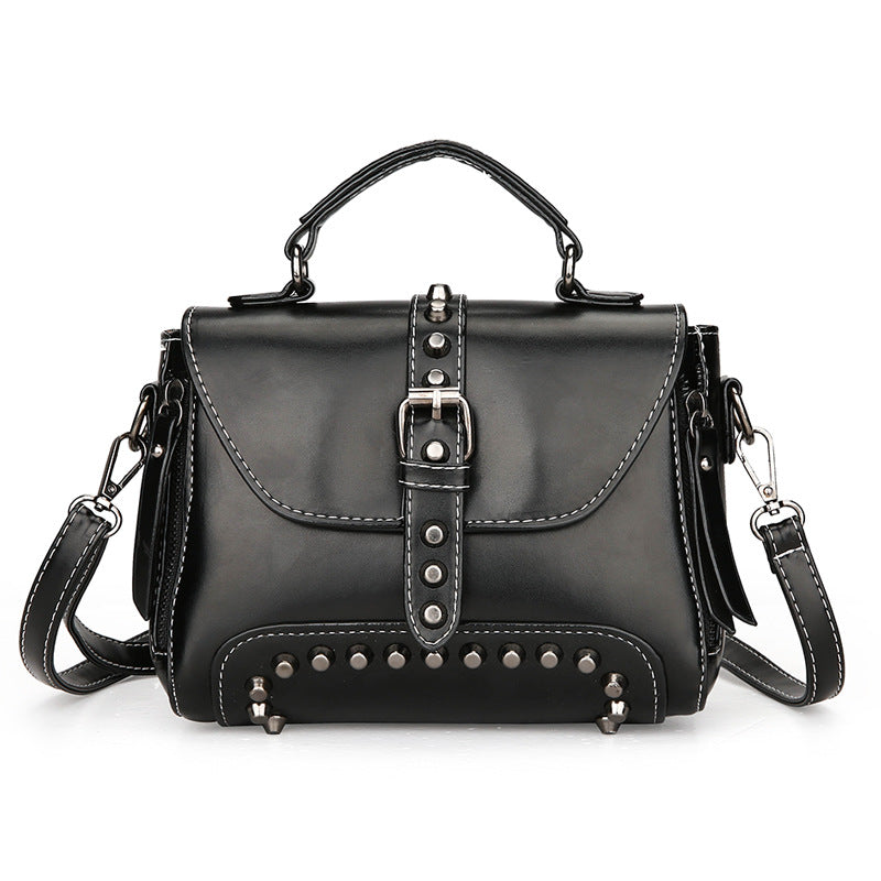 S.B. Retro oil leather rivet hand bags