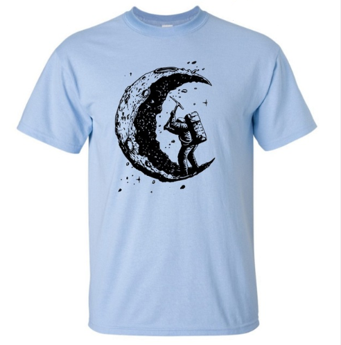 S.M. Digging The Moon Print Casual T-Shirt