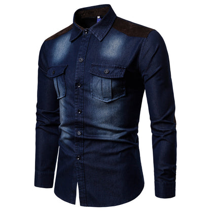 F.J.C  S.M.  Men's Patch denim shirt