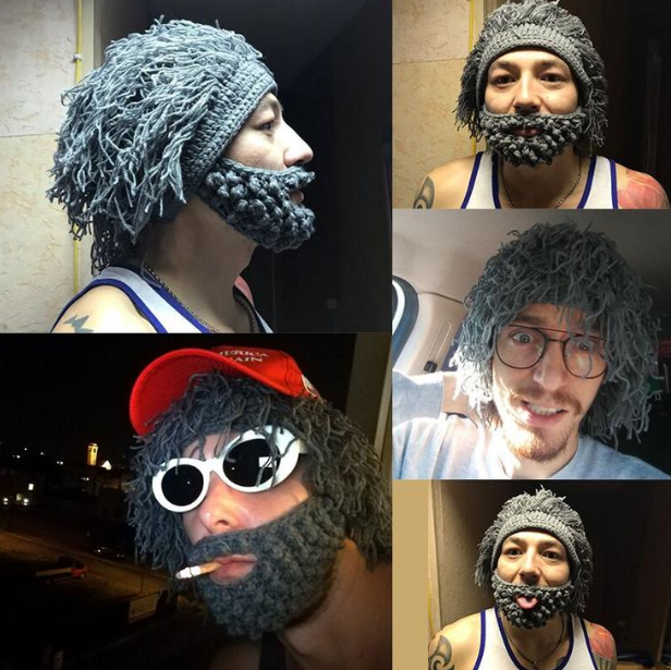 S.H. knit wool handmade beard men wig hats