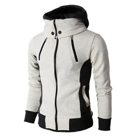 F.J.C.  S.M. men's  Zip UP Hooded  Fake Two Piece Sports Cardigan