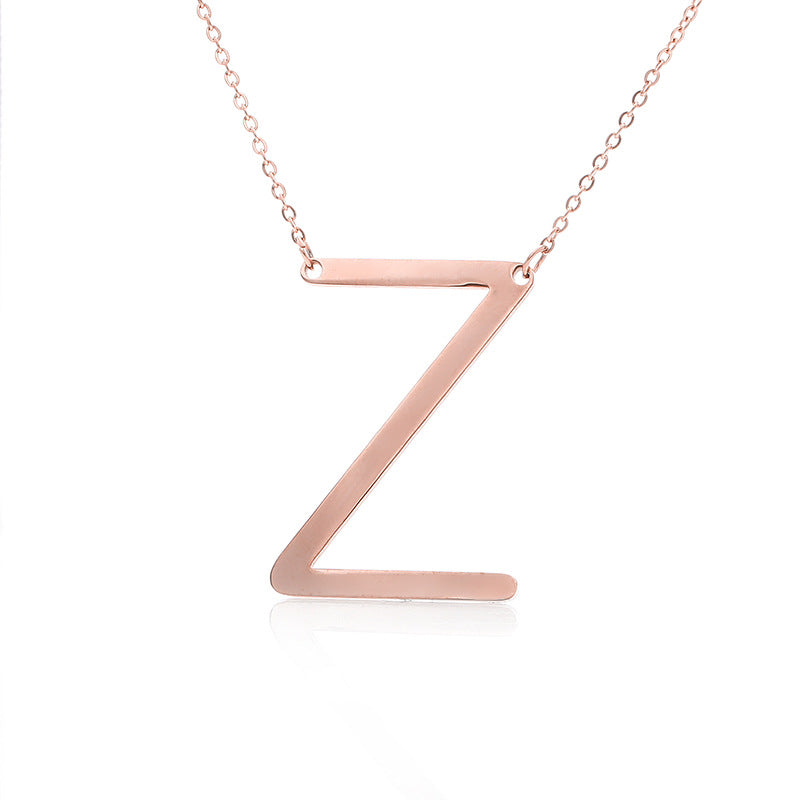 Fabulous Rose Gold Plated Stainless Steel Initial Letter Pendant Necklace