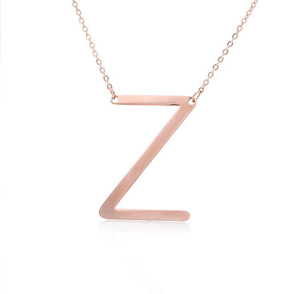 Fabulous Rose Gold Plated Stainless Steel Initial Letter Pendant Necklace