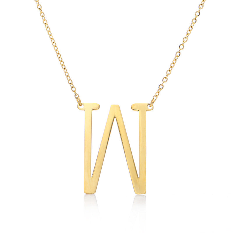 Fabulous Rose Gold Plated Stainless Steel Initial Letter Pendant Necklace