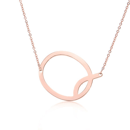 Fabulous Rose Gold Plated Stainless Steel Initial Letter Pendant Necklace