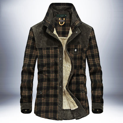 S.M.  Pure Cotton Plaid  Military Style Jacket