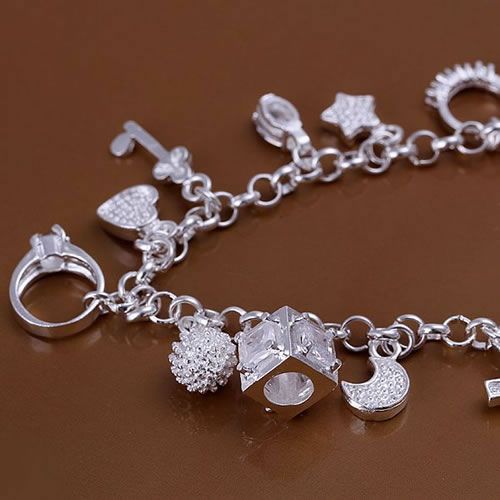 F.J.C. 925 Silver Thirteen Charm Bracelets