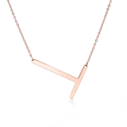 Fabulous Rose Gold Plated Stainless Steel Initial Letter Pendant Necklace