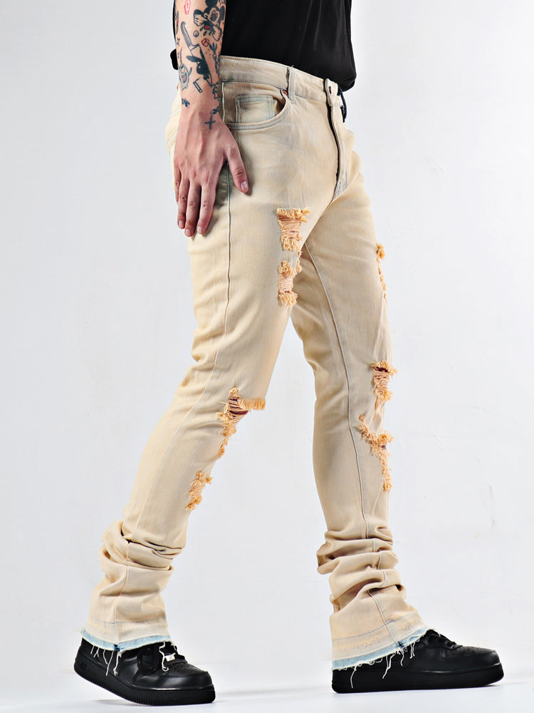 S.M.  Elastic Heavy Duty Flare Jeans