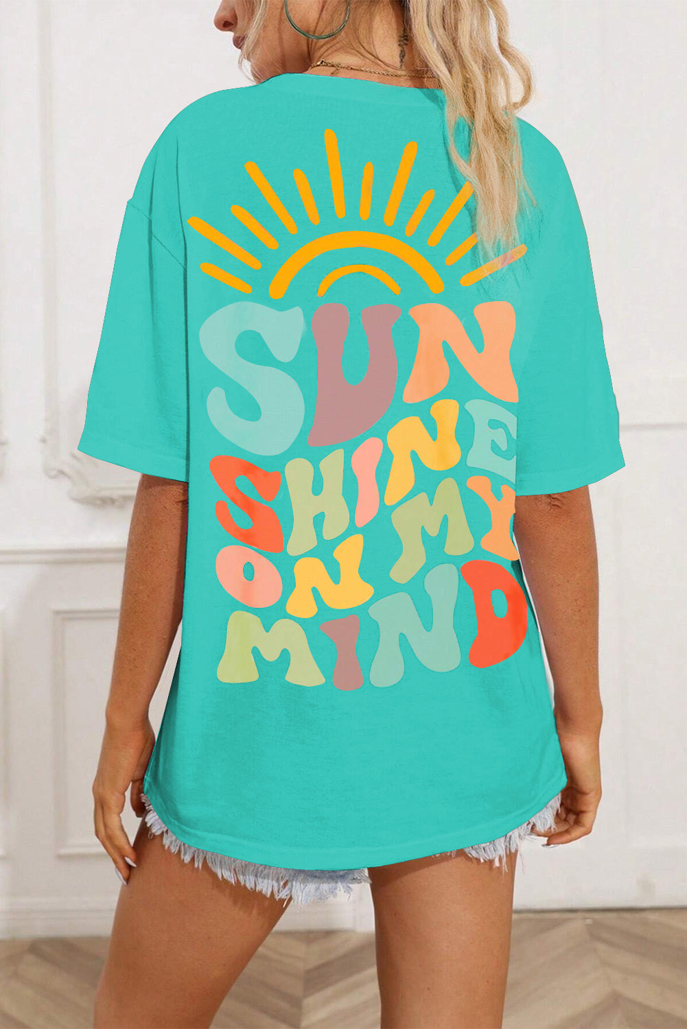 S.W.  SUN SHINE ON MY MIND Round Neck T-Shirt