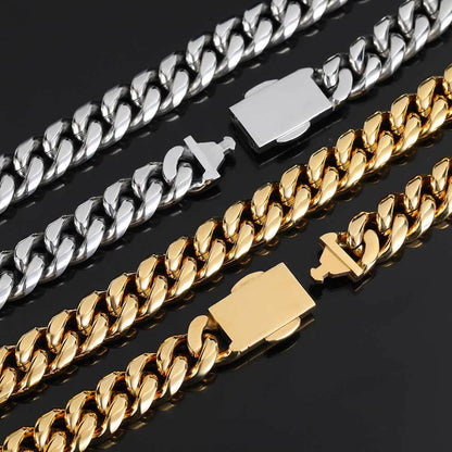 Stainless Steel Cuban Chain Micro Set Zircon Spring Snap Bracelet