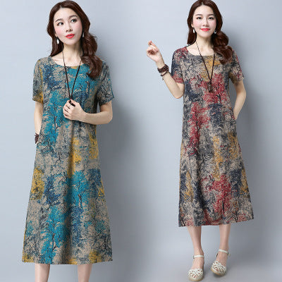 Women's long abstract pattern Dress Plus Size