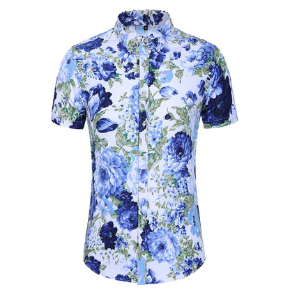 S.M. Men's Short-sleeved Printed Shirt Fashion Casual