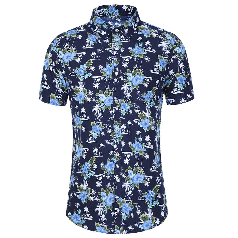 S.M. Men's Short-sleeved Printed Shirt Fashion Casual