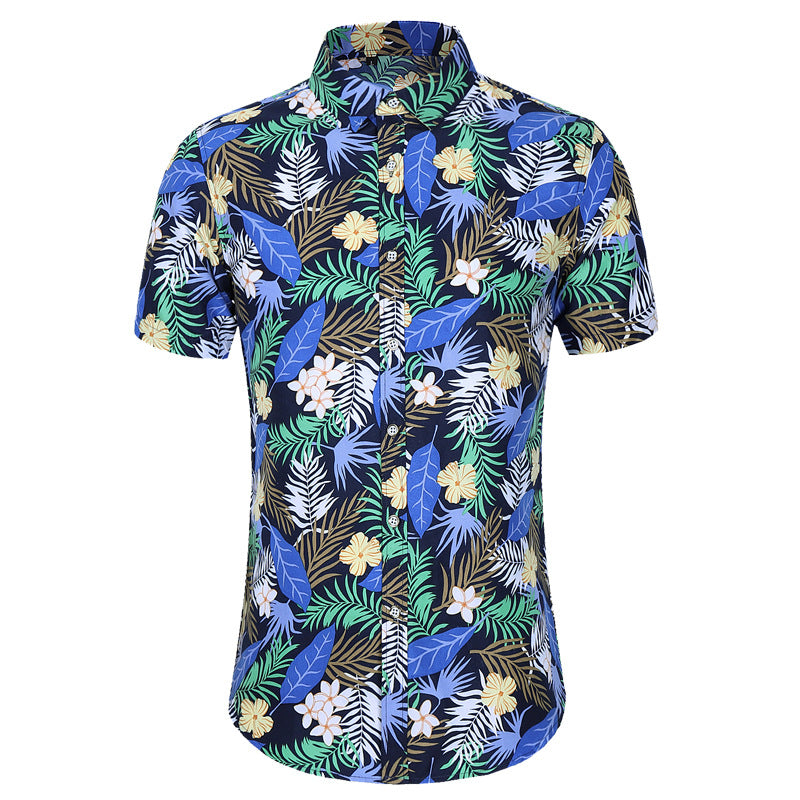 S.M. Men's Short-sleeved Printed Shirt Fashion Casual