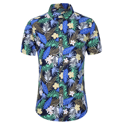 S.M. Men's Short-sleeved Printed Shirt Fashion Casual