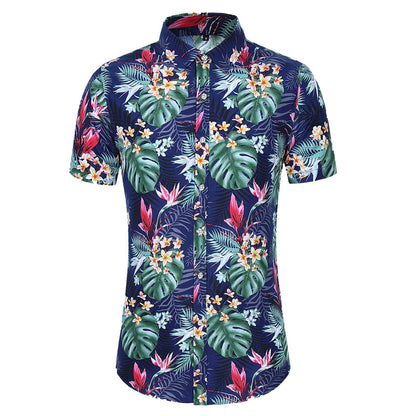 S.M. Men's Short-sleeved Printed Shirt Fashion Casual