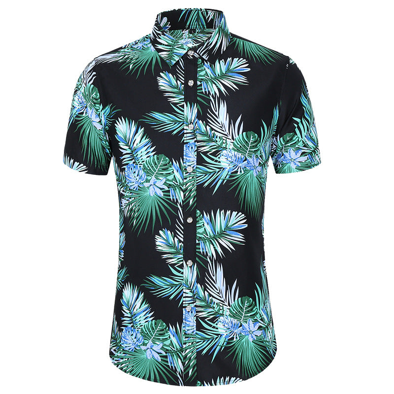 S.M. Men's Short-sleeved Printed Shirt Fashion Casual