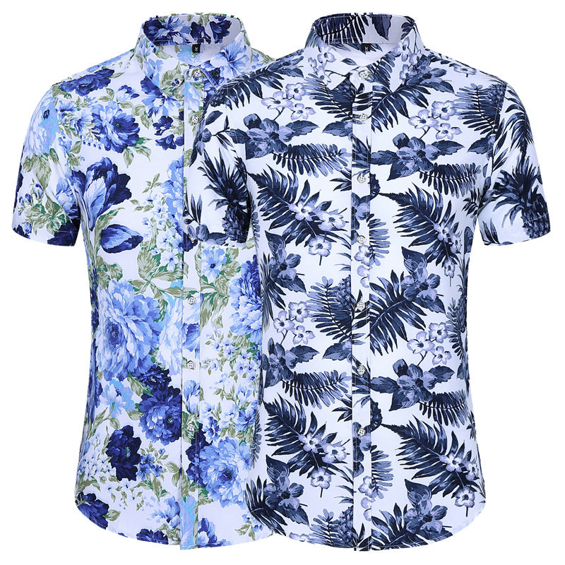 S.M. Men's Short-sleeved Printed Shirt Fashion Casual