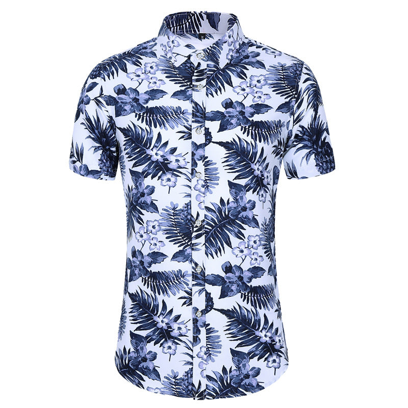 S.M. Men's Short-sleeved Printed Shirt Fashion Casual