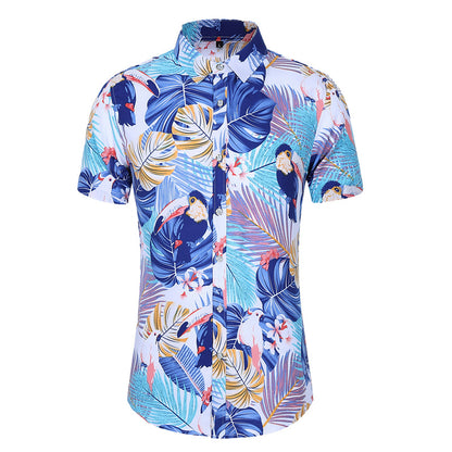 S.M. Men's Short-sleeved Printed Shirt Fashion Casual