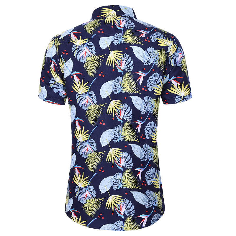 S.M. Men's Short-sleeved Printed Shirt Fashion Casual