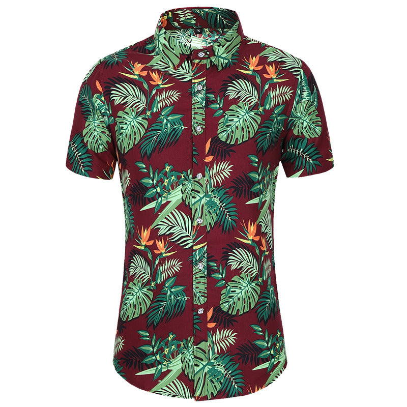 S.M. Men's Short-sleeved Printed Shirt Fashion Casual