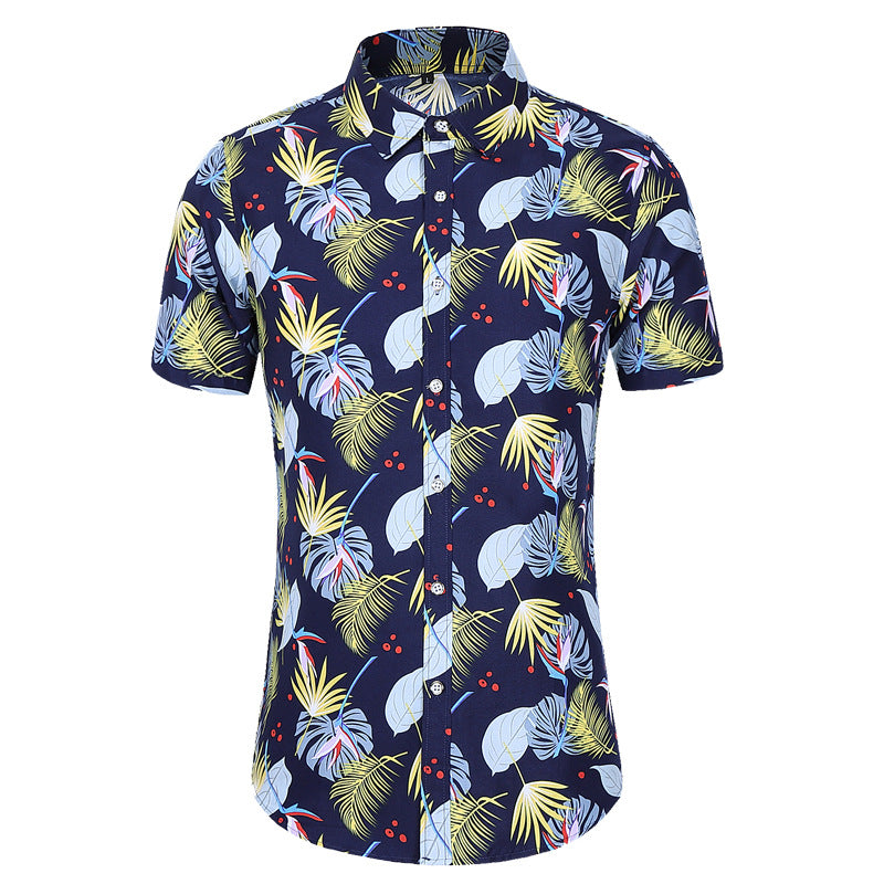 S.M. Men's Short-sleeved Printed Shirt Fashion Casual