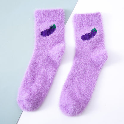 Color imitation mink velvet tube socks