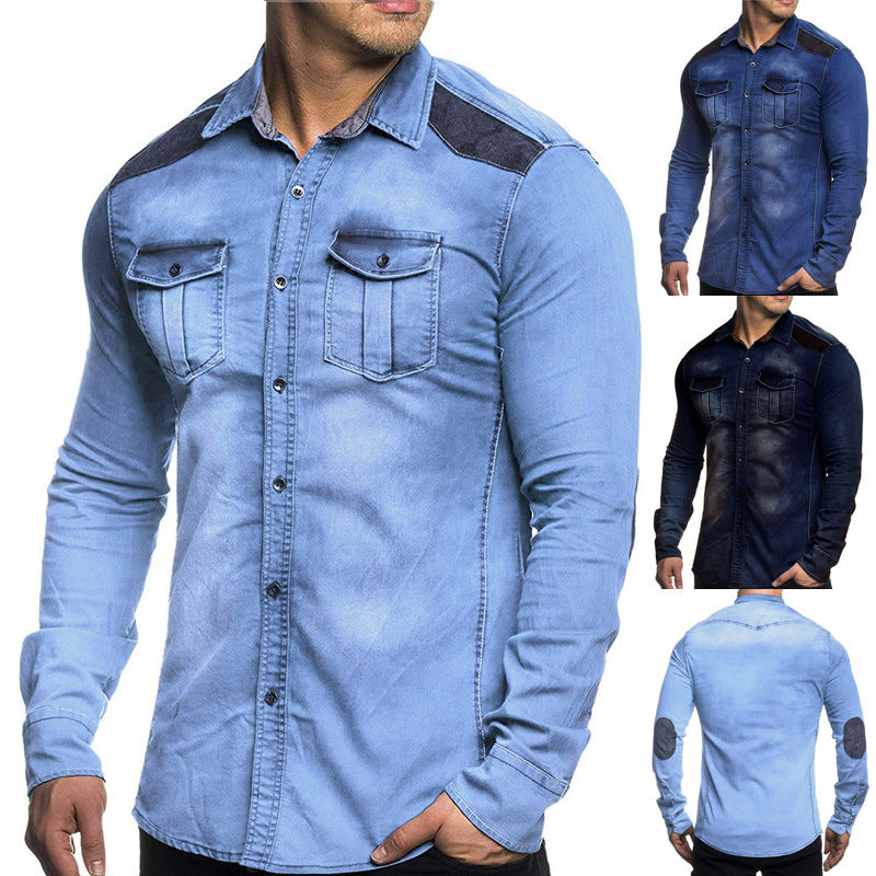 F.J.C  S.M.  Men's Patch denim shirt