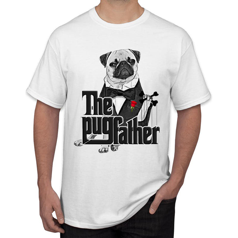 Men's Graphic printed T-shirts"The Pug Father" short-sleeved T-shirt S.M.