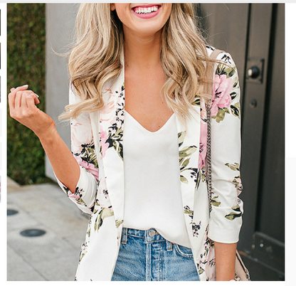 F.J.C. S.W.  Women's Floral Print Blazer