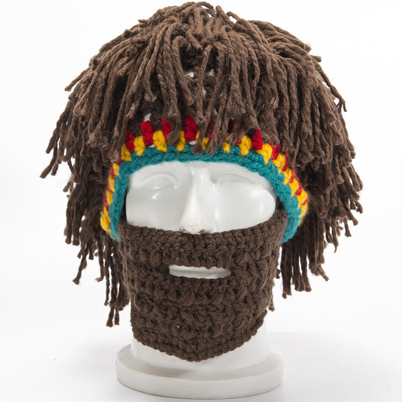 S.H. knit wool handmade beard men wig hats