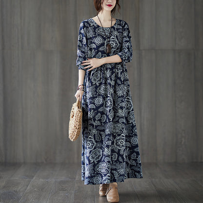 Plus Size Oversized Print Long-sleeve Dress Women