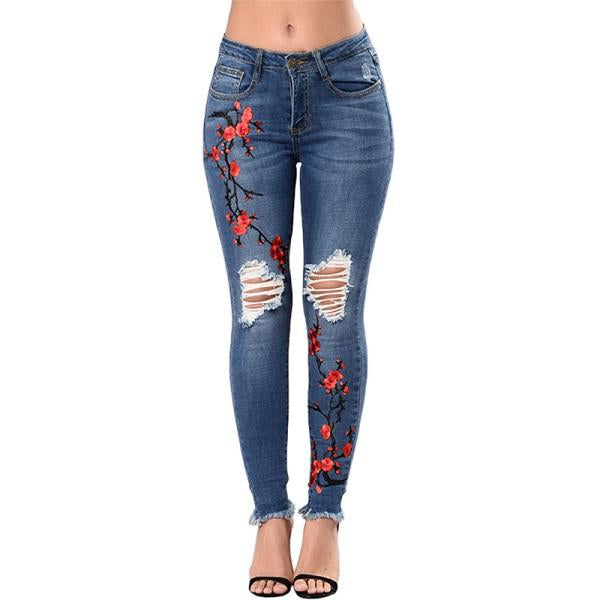 S.W. Women's Ripped skinny Denim Jeans