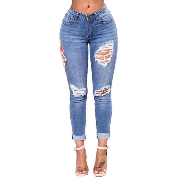 S.W. Women's Ripped skinny Denim Jeans